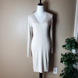Athleta Sweater Dress Long Sleeves Reverie Beige Size Large Petite